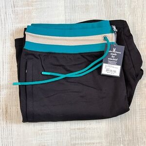 NWT PSYCHO BUNNY MEN'S SHORTS XL Black zipper back pocket drawstring Cotton